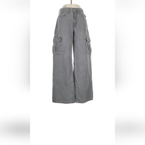 Gray Wide-Leg Cargo Pants